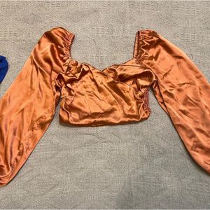 Rust Satin Western Top(women's)