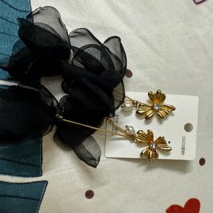 Black Flower Earrings