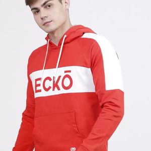 Ecko Unltd Men Red Printed Hooded Sweatshirt