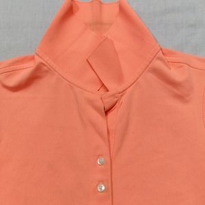 Sleeves Orange Top With Collar Neck