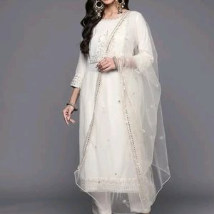 Women Embroidered Straight Kurta Set