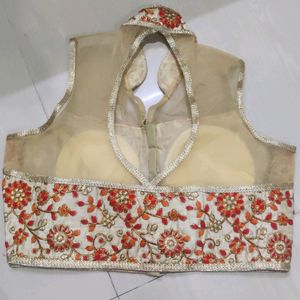 Padded Blouse Golden Colour With Embroidery