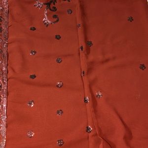 Fancy Maroon Saree With Readymade Blouse Piece