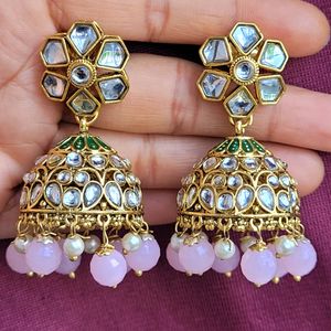 Light Pink Kundan Jhumka Set No.7