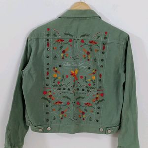 Trendy Denim Jacket With Embroidery Design
