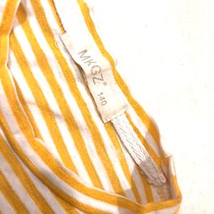 Yellow And White Line Crop Top