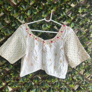 HAND EMBROIDERED WHITE BLOUSE