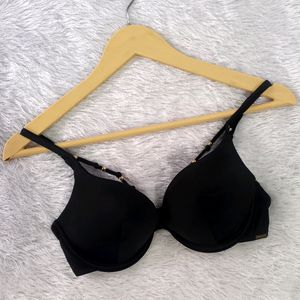 Black Heavy Padded Bikini Top With Golden Beeds