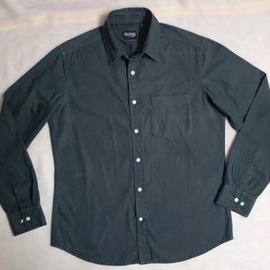 Bare Denim Men Spread Collar Solid Green Shirt