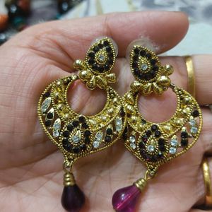 Purple And Golden jhumka