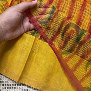 Yellow Kota Doria Saree