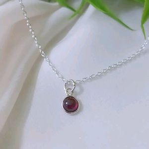 Original silver dainty chain with Garnet stone