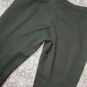 Black Polyester Light Weighted Straight Trousers