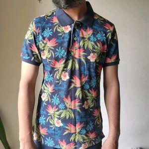 Men Flying Machine Floral Printed Polo Tshirt