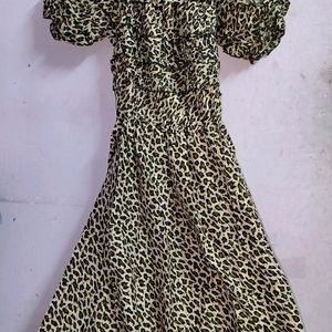 Dress Maxi Brown Animal Print