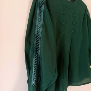 Green Full Balloon Sleeves Top