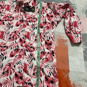 Yazwee Pink Flower Printed Shirt