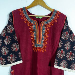 Cotton Maroon  Kurti(women)