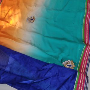 🧡🤍💚Beautiful Multi Colour Saree