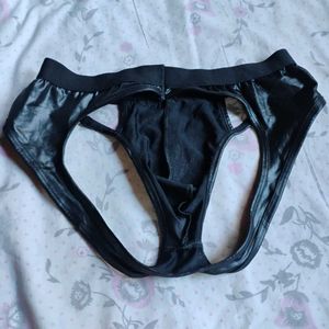 Black Leather Backless Brief