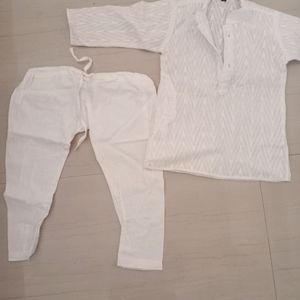 White Chikankari Cotton Kurta Pajama Set