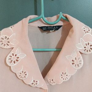 Peach Chikankari Shirt