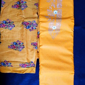 Cotton Semi-stitched Suit Printed Bottom N Dupatta