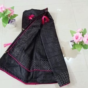 Black With Border Simple Stone Saree