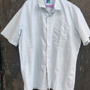 Light Blue Peter England Half Sleeve Shirt For Men