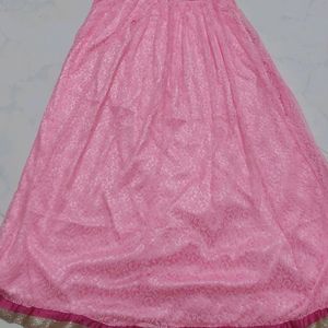 Baby Pink Skirt Stitched With Satin Lining