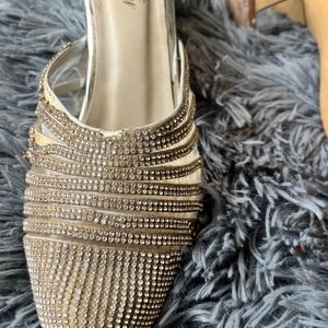 Silver Rhinestone mules