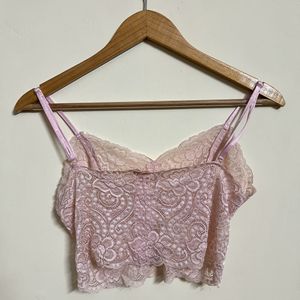 Pink Lace With Scalping Fitted Bra