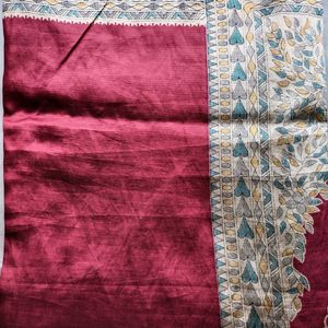 Maroon Art Silk Saree