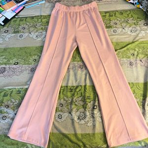 Flared Women Pink Trousers.