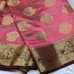 Beautiful Silk Saree New With Matching Stitched B