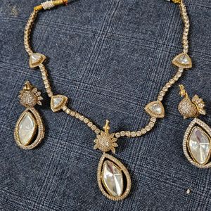 Kundan Jewellery Set With Real Diamond Look