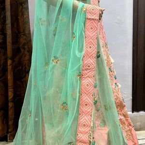 Elegant Silk Lehenga Set with Zari & Thread Work