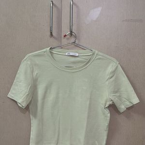 Light Green Zara Cropped Top