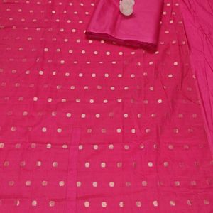 Saree Mall Silk Blend Zari Pink Suit Fabric