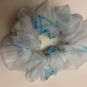 Organza Scrunchie With Embroidery