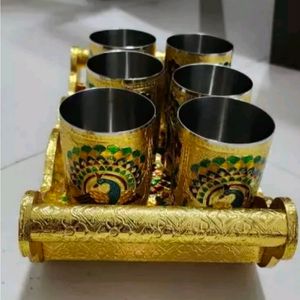 Festive Offer Beautiful Meenakari Glass Nd Tray Se