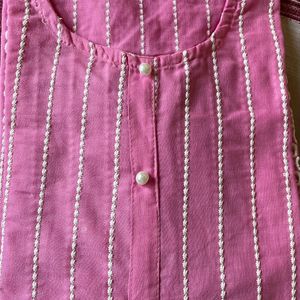 Pink Chikankari Kurta