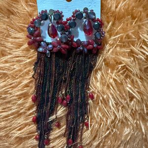 Red And Black Stone Earrings