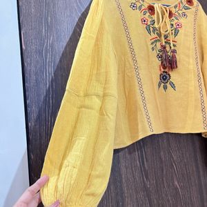 Yellow Embroidery Top