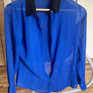 Electric Blue Transparent Lightweight Shirt