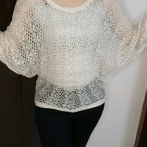 Leshop Women Beige Loose Fisher Style Crochet Top