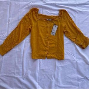 ONLY women yellow solid shirt top