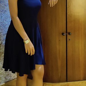 Navy Blue Cut Out Skater Dress