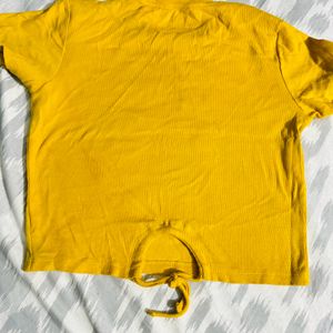 Mustard Cotton Printed Top