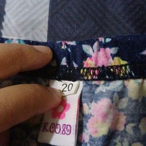 Floral Print Blue Girls' Lower